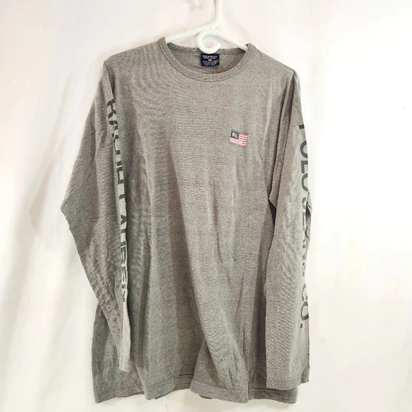 Vintage Grey  Ralph Lauren Polo Mens Long Sleeve Shirt Size Medium - Picture 1 of 10